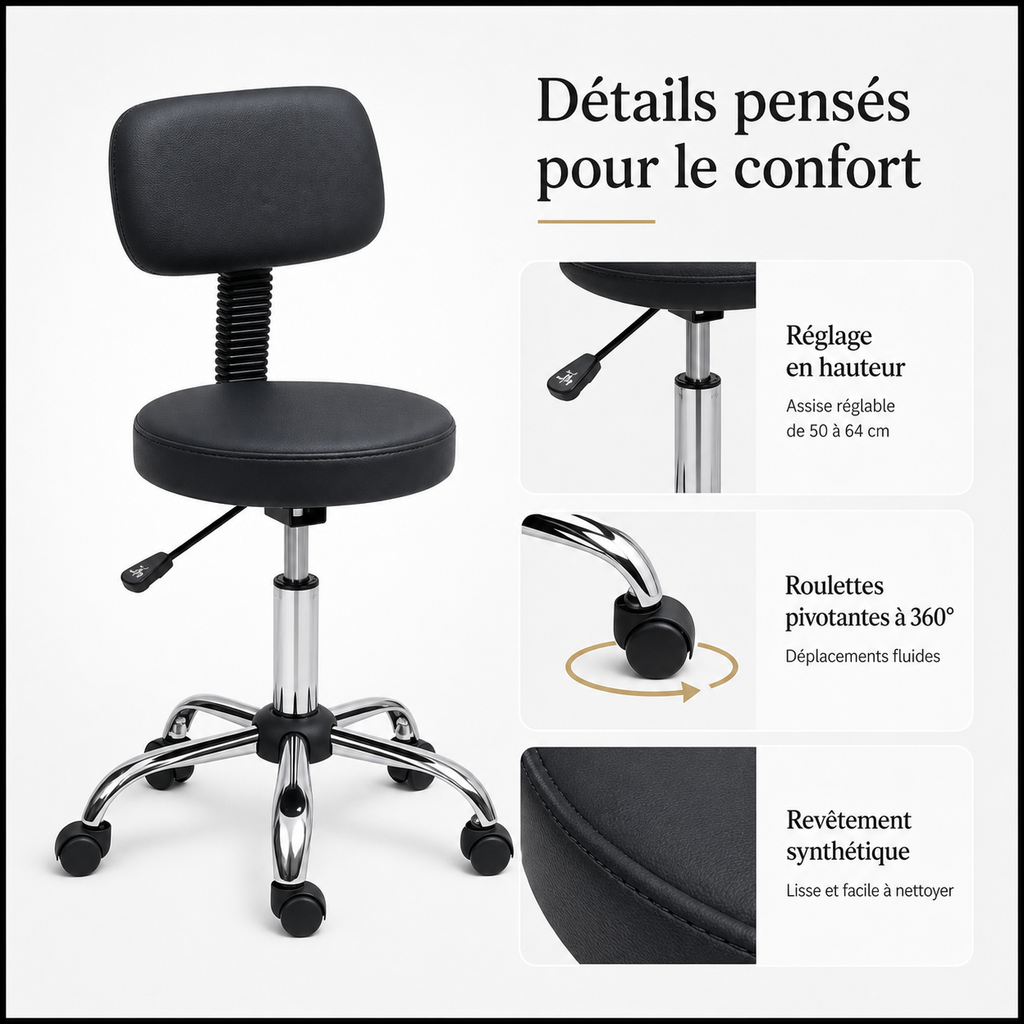 Noir | Tabouret de massage