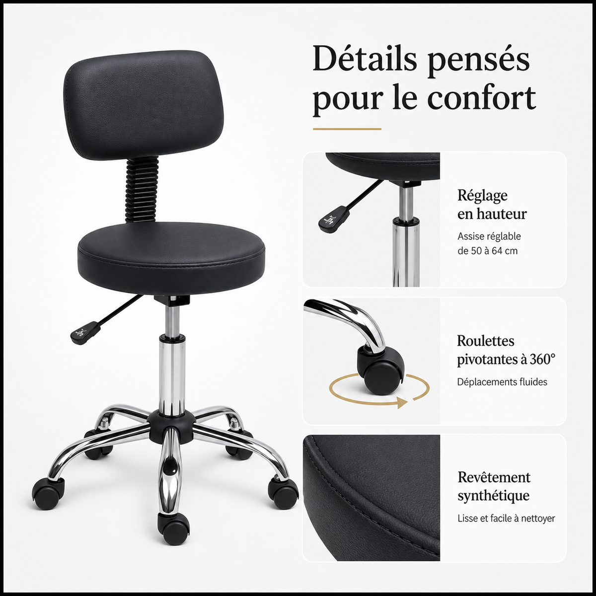 Noir | Tabouret de massage