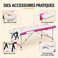 Blanc et rose | Table de massage