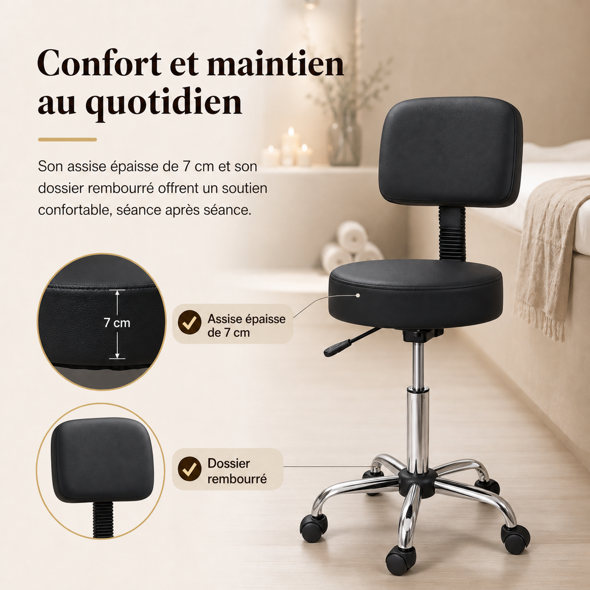 Noir | Tabouret de massage