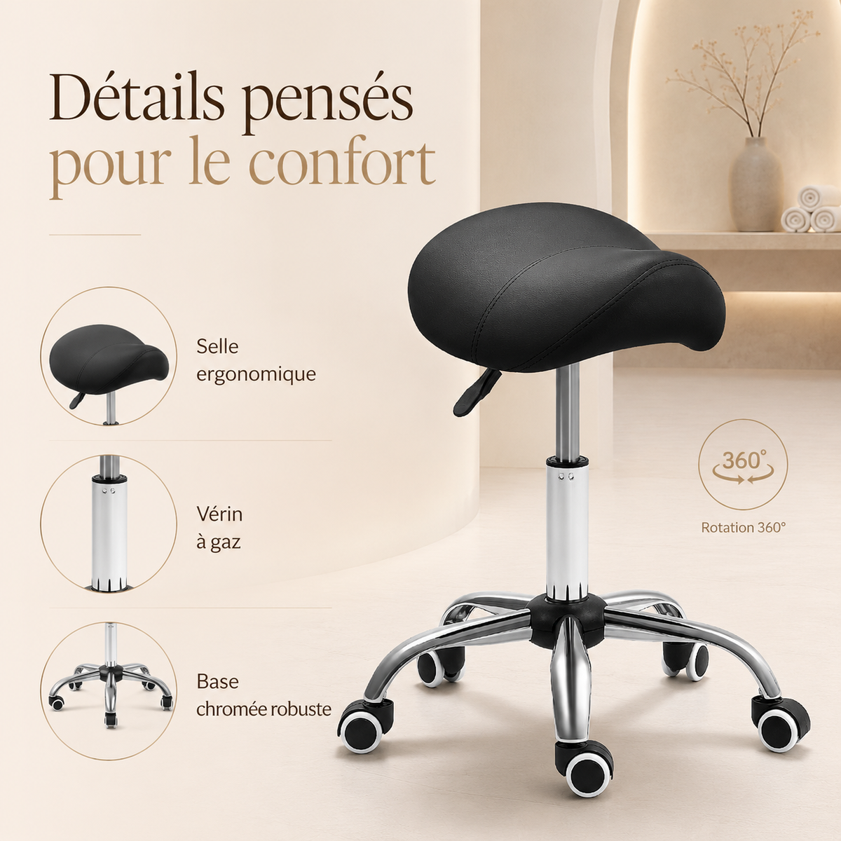 Noir | Tabouret de massage