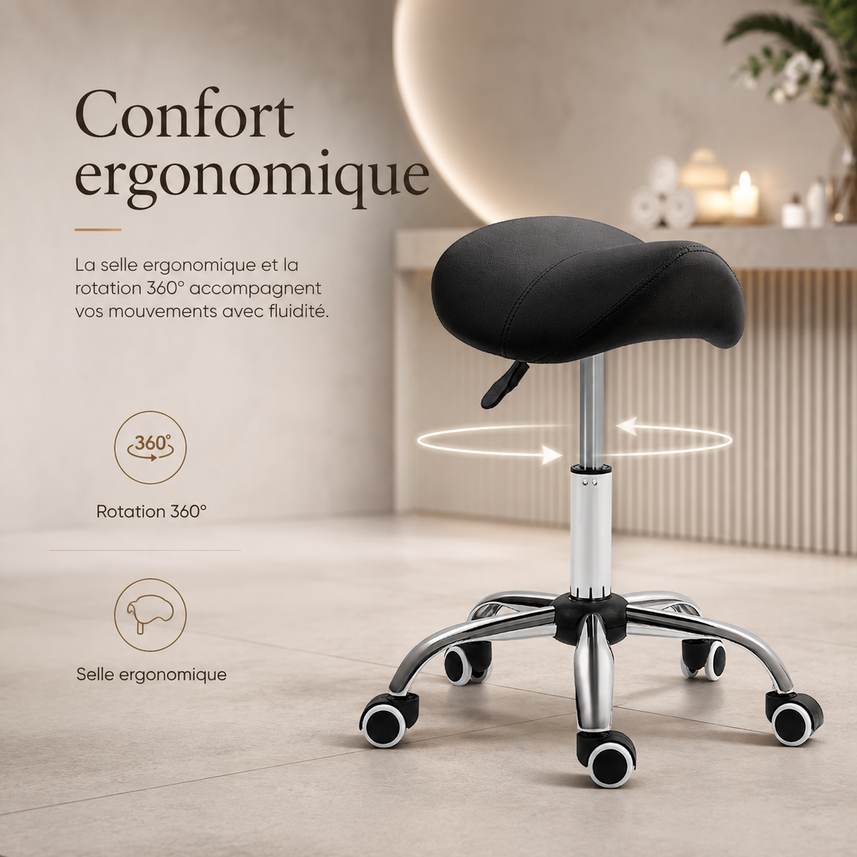 Noir | Tabouret de massage