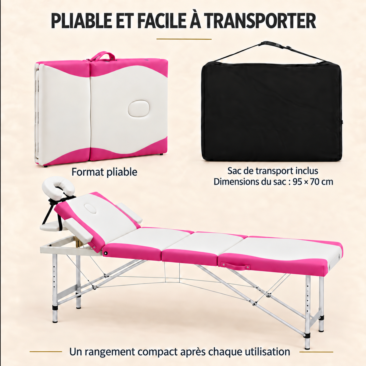 Blanc et rose | Table de massage