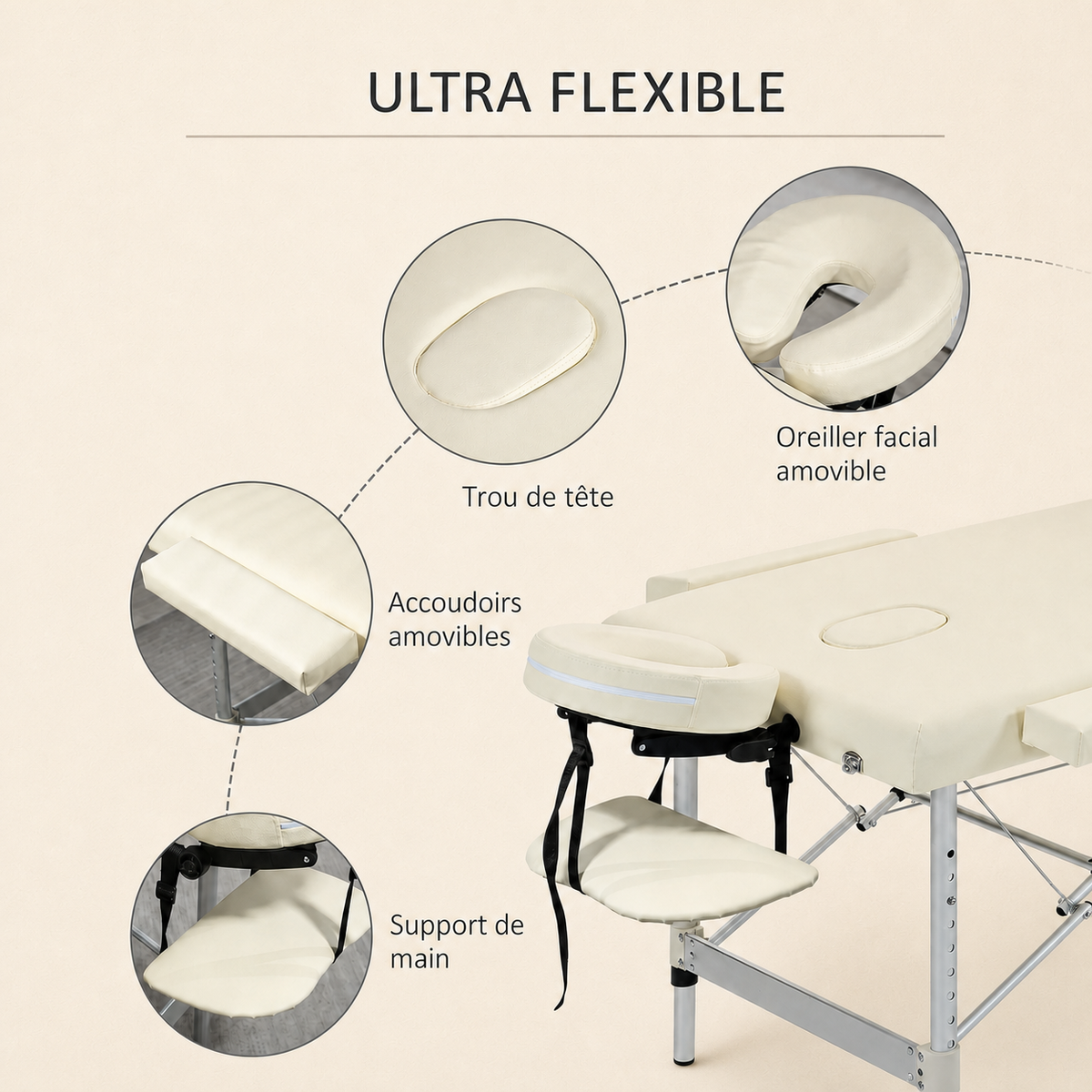 Crème | Table de massage
