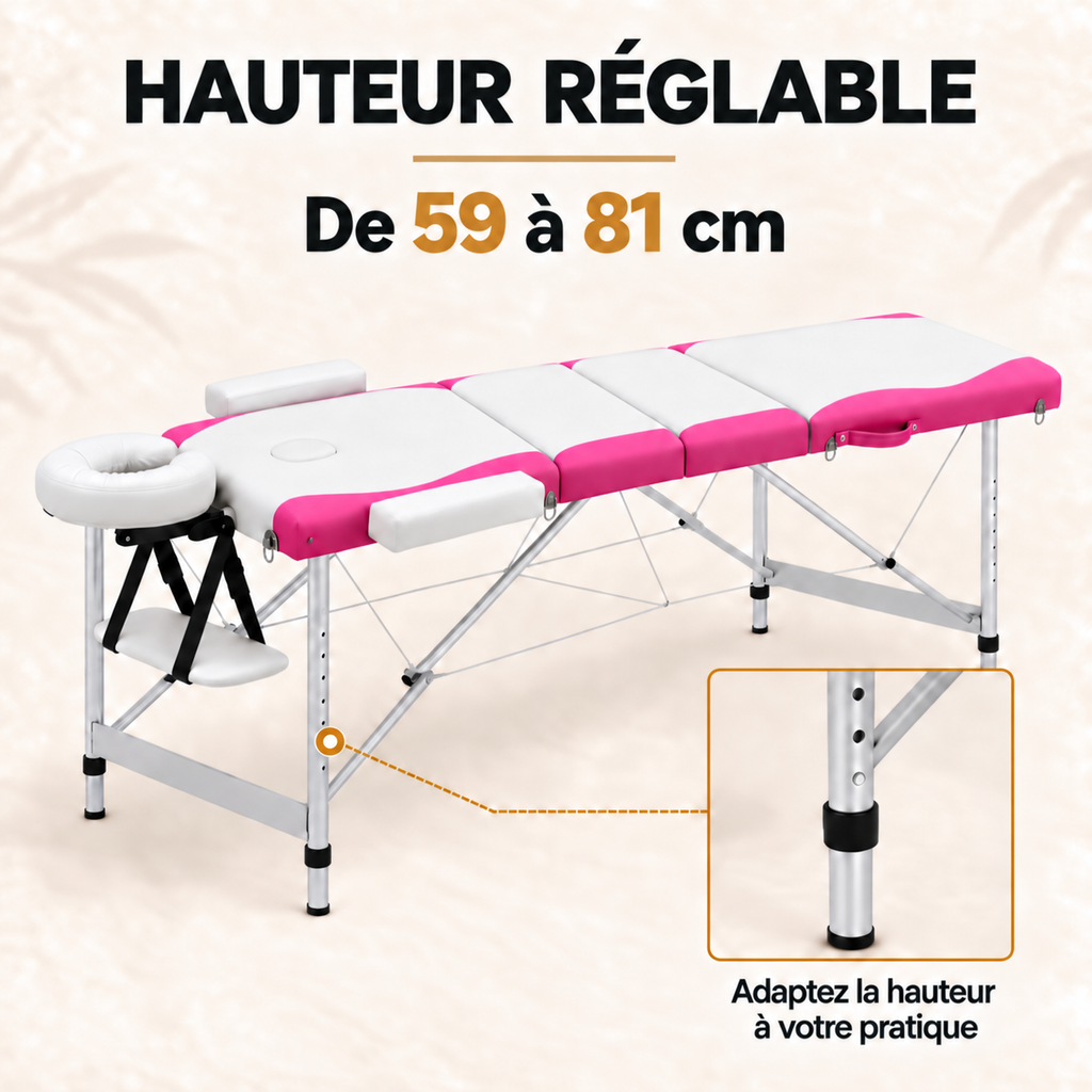 Blanc et rose | Table de massage