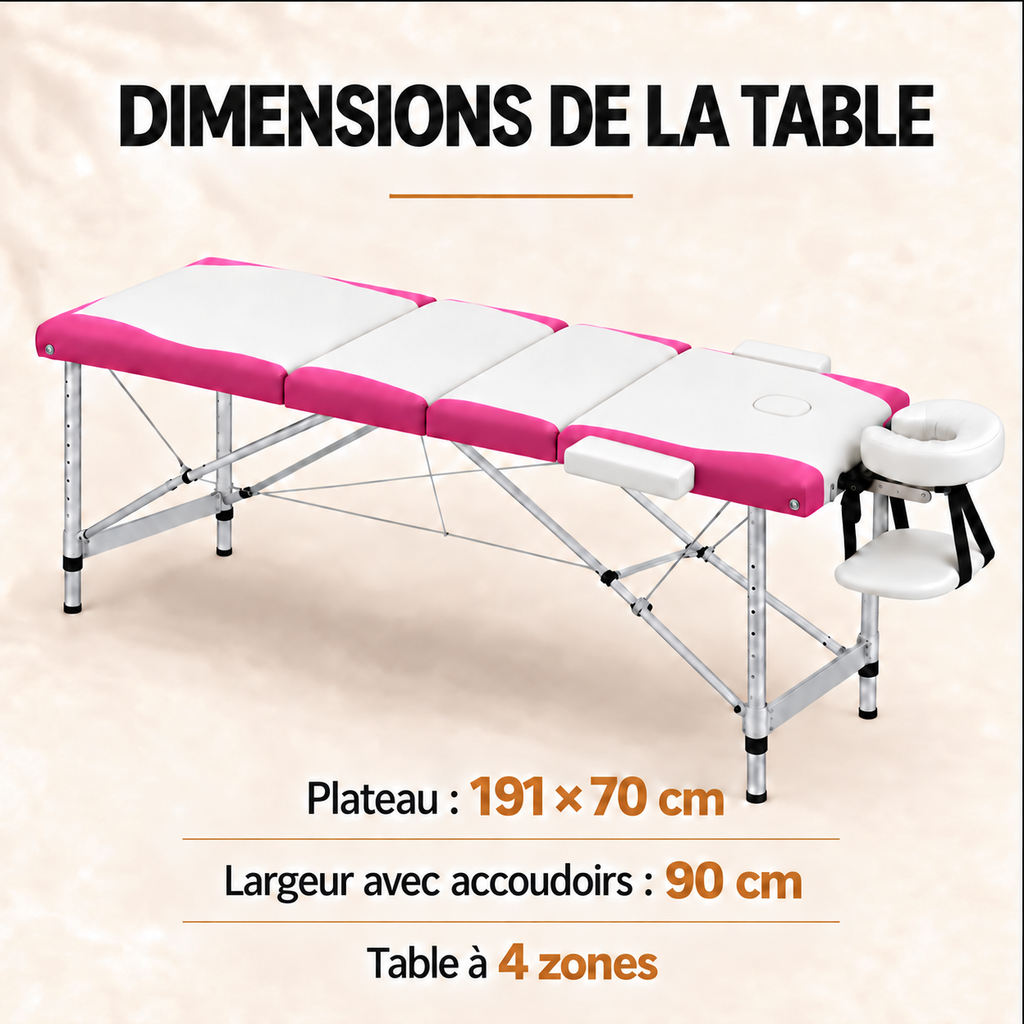 Blanc et rose | Table de massage