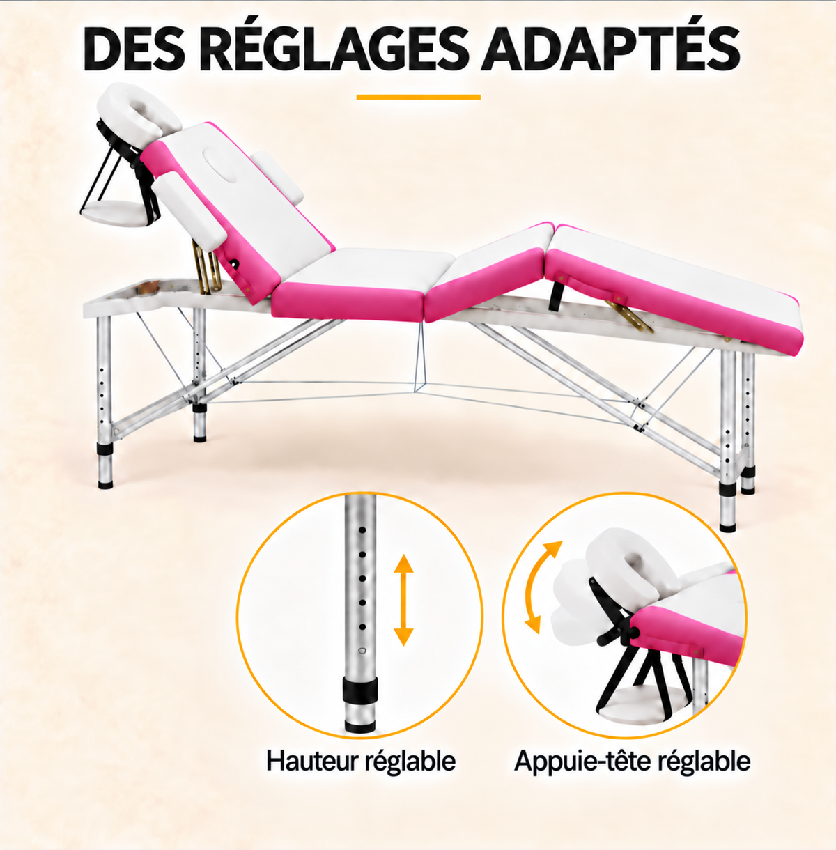 Blanc et rose | Table de massage